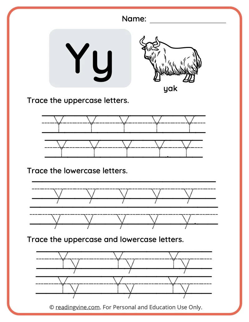 Letter Y Free Printable