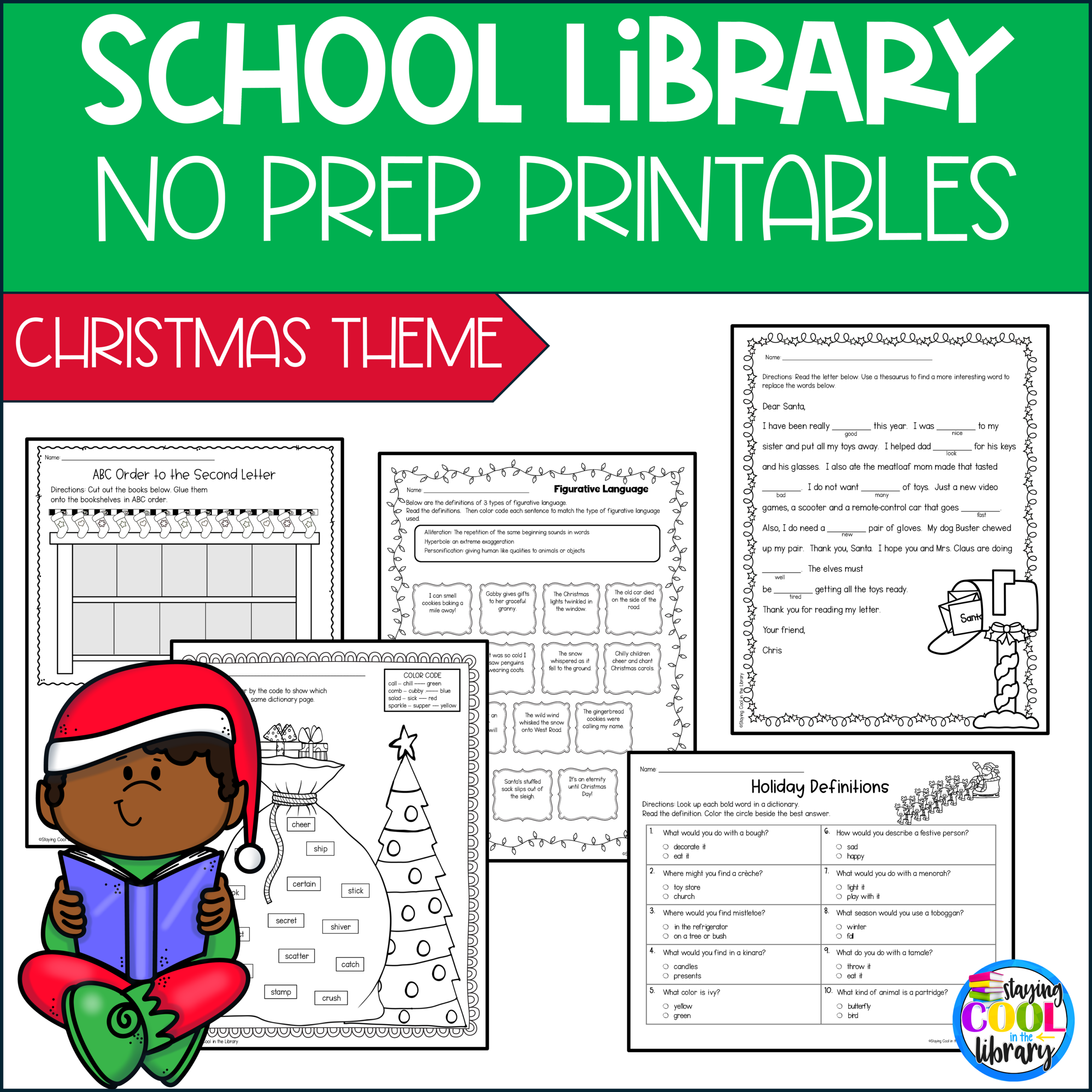Library No Prep Printables Christmas