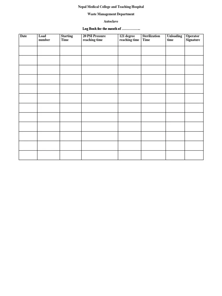 Log Book Autoclave PDF