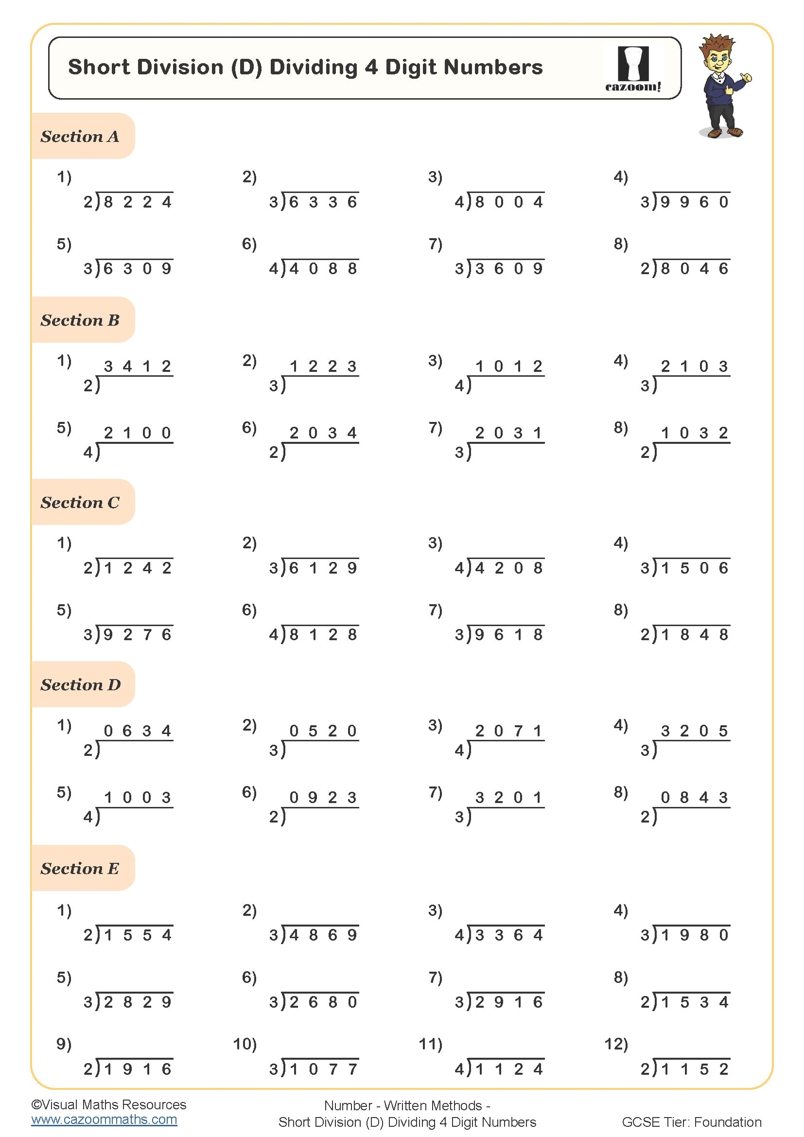 Long Division Practice Worksheets Printable