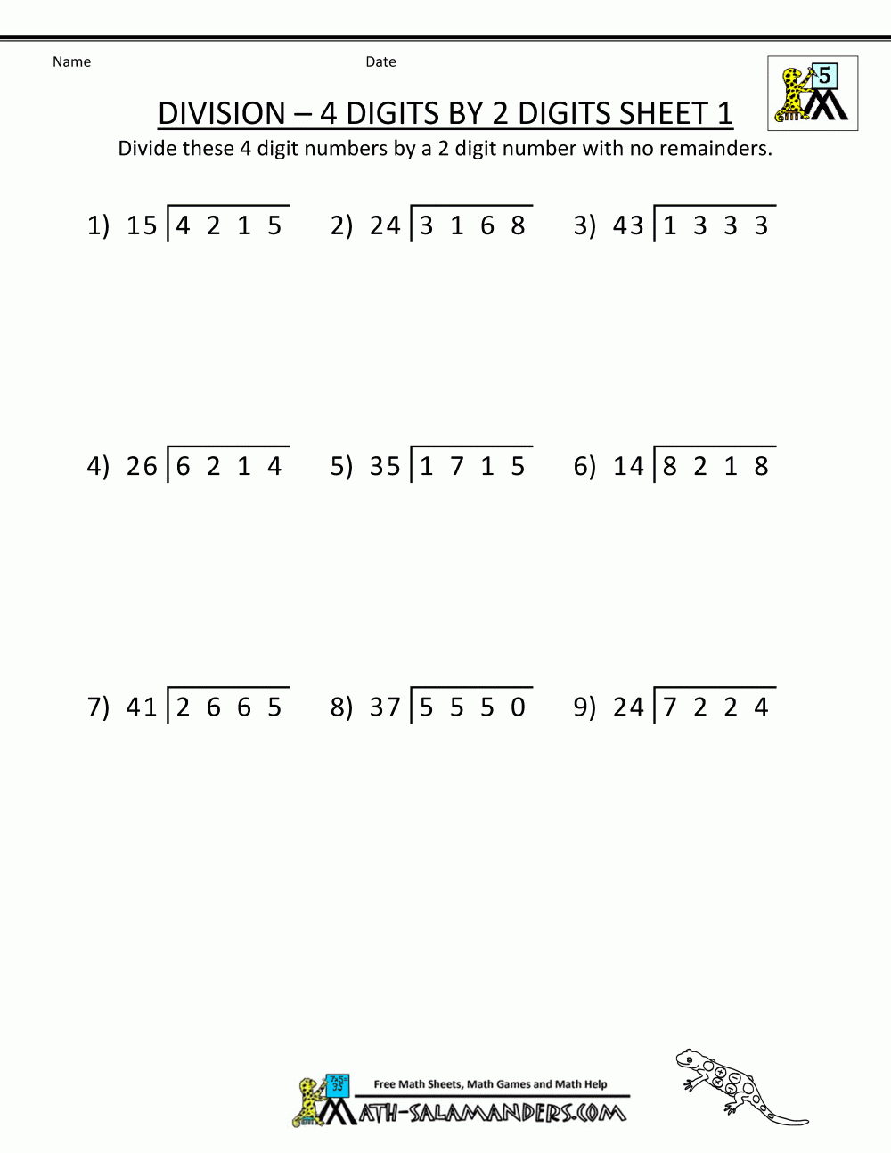 Long Division Worksheets For 5th Grade Worksheets Library