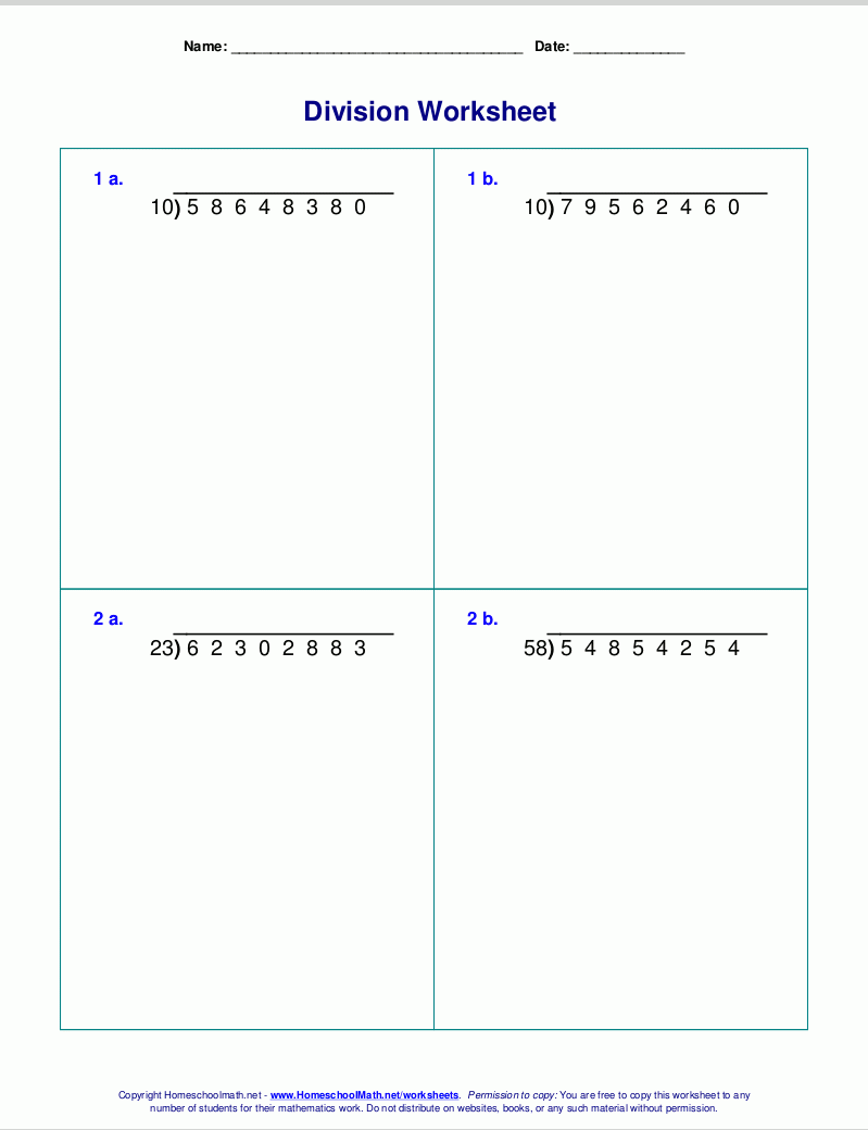 Long Division Worksheets For Grades 4 6