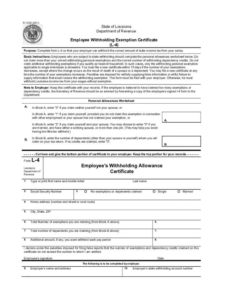 Louisiana L 4 Form Printable