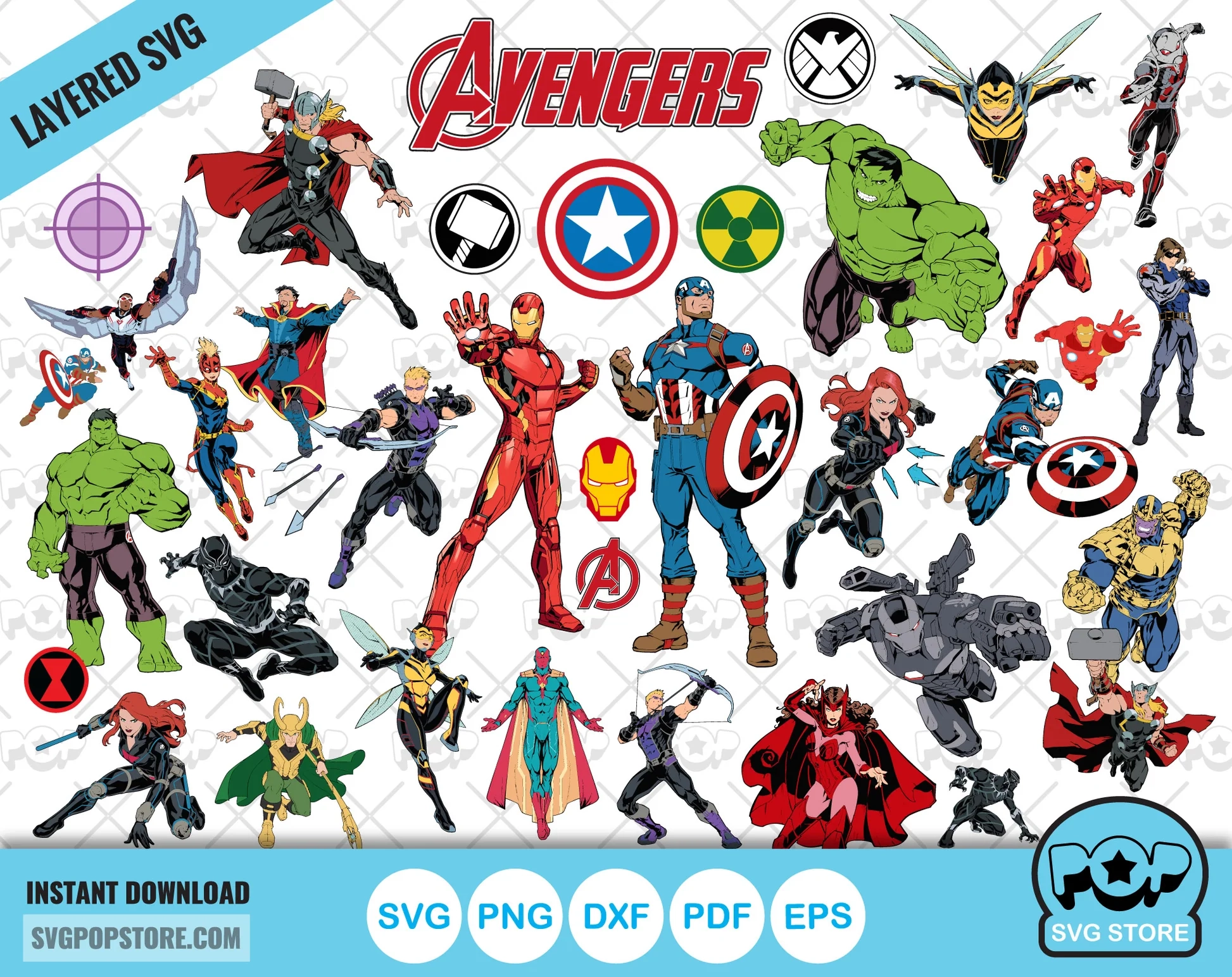 Marvel Avengers Clipart Bundle Avengers SVG Cut Files For Cricut 