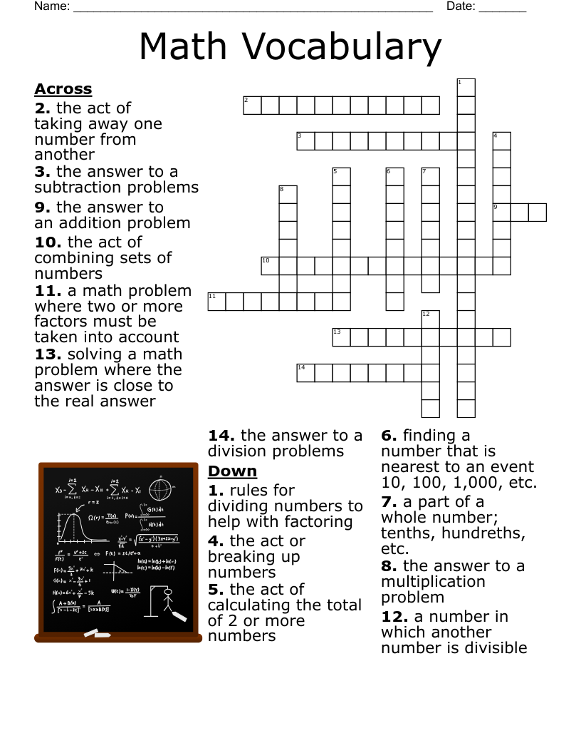 Maths Crossword Puzzles With Answers