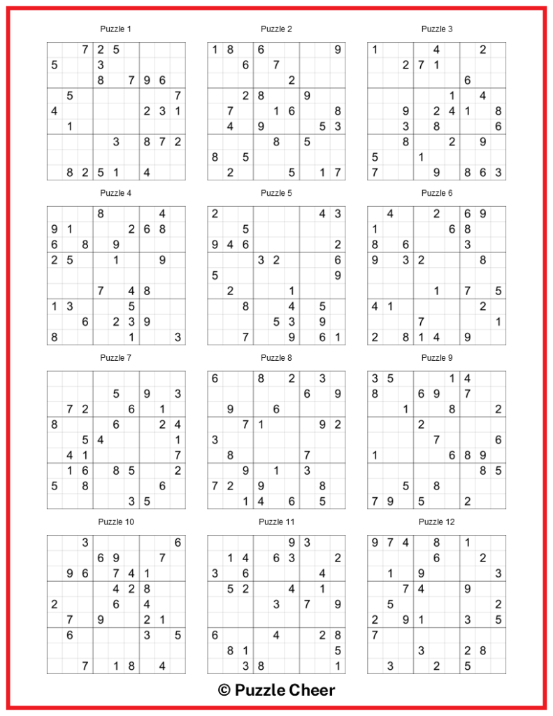 Printable Sodoku Puzzles