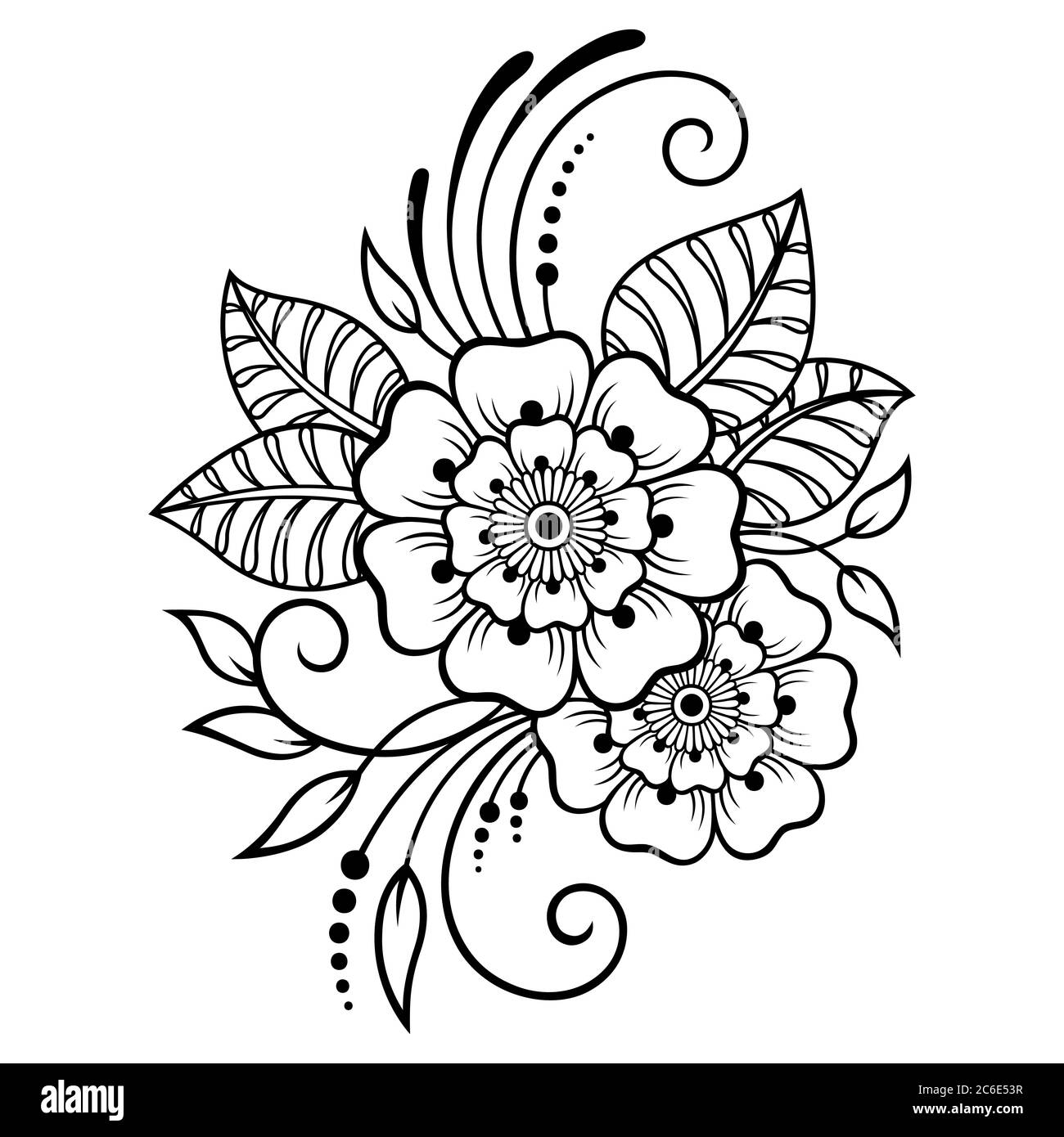Mehndi Flower Pattern For Henna Drawing And Tattoo Decoration In 
