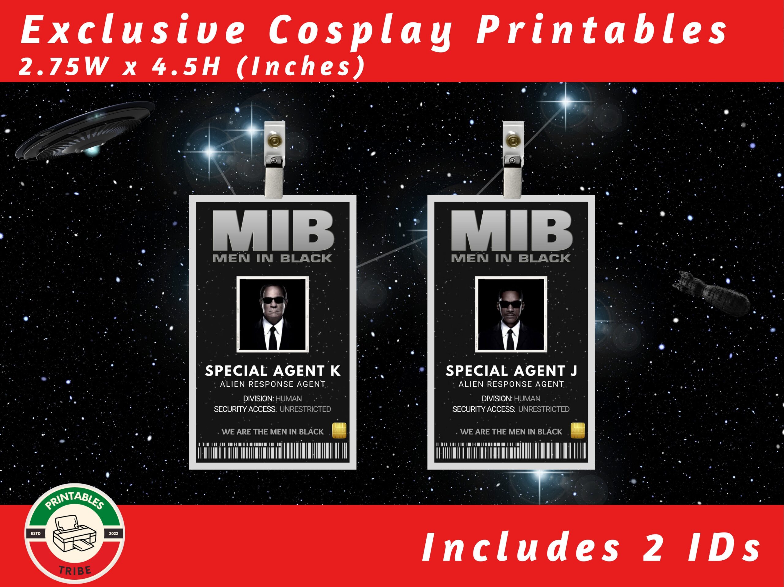 Men In Black Printable ID Badges MIB Agent ID Badge Office Parties Men In Black Suits Id Card Pretend Play Cosplay Fantasy Play