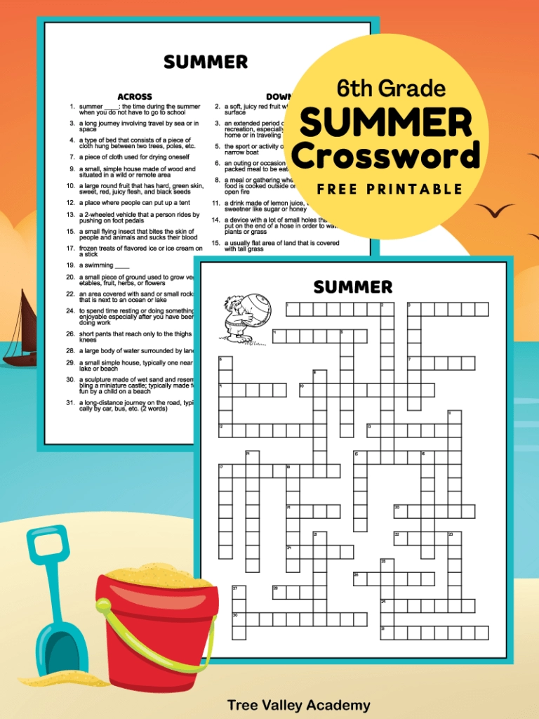 Crossword Puzzles Printable For Middle School