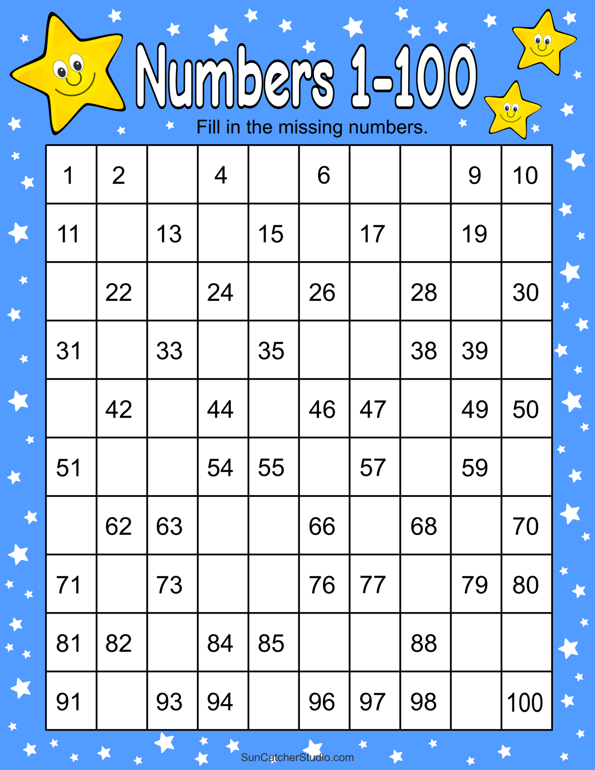 Missing Numbers Worksheets Fill In The Missing Numbers Free 