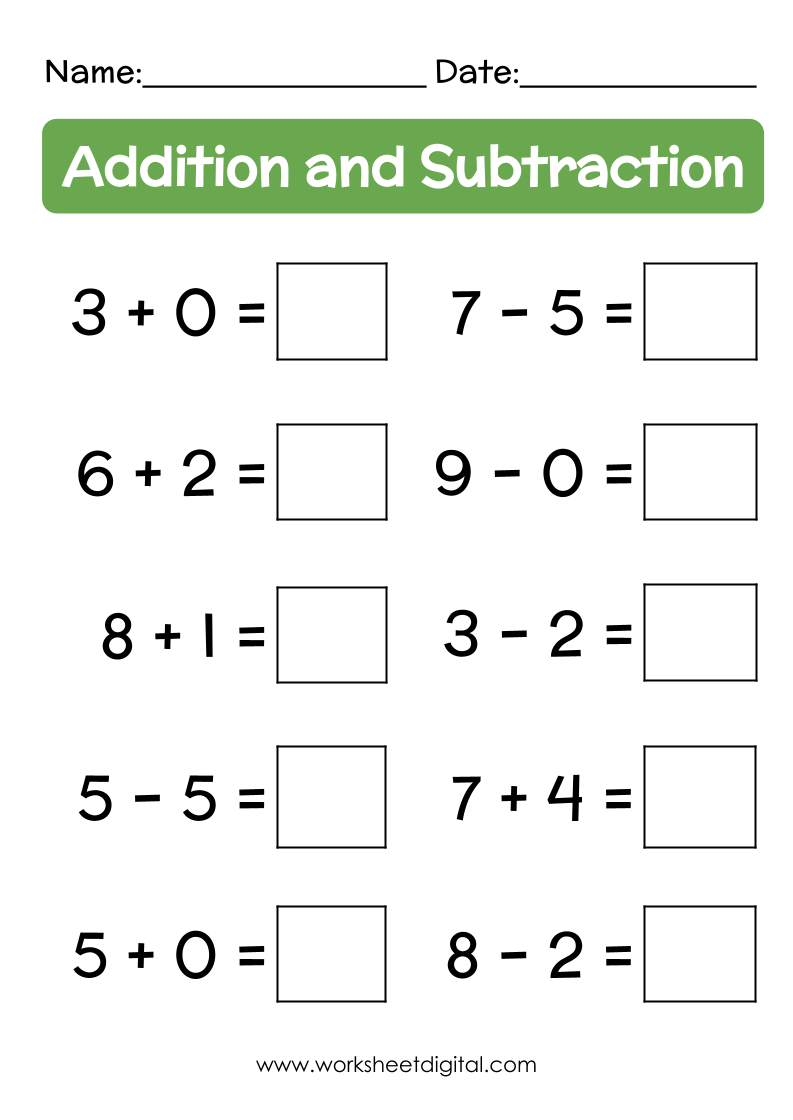 Mixed Addition And Subtraction Sums Worksheet Digital 1 