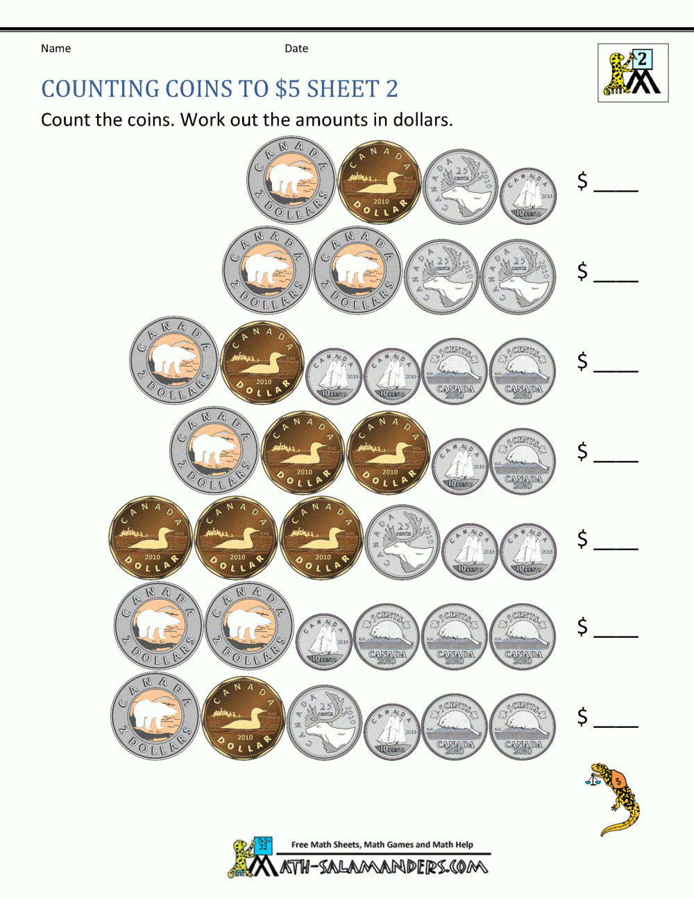 Money Worksheets Printable Grade 2
