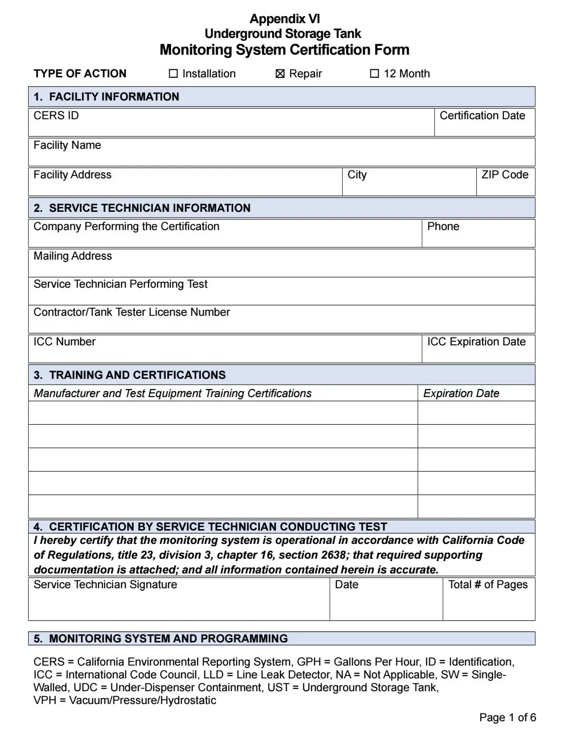 Monitoring System Certification Form By Los Angeles Fire 