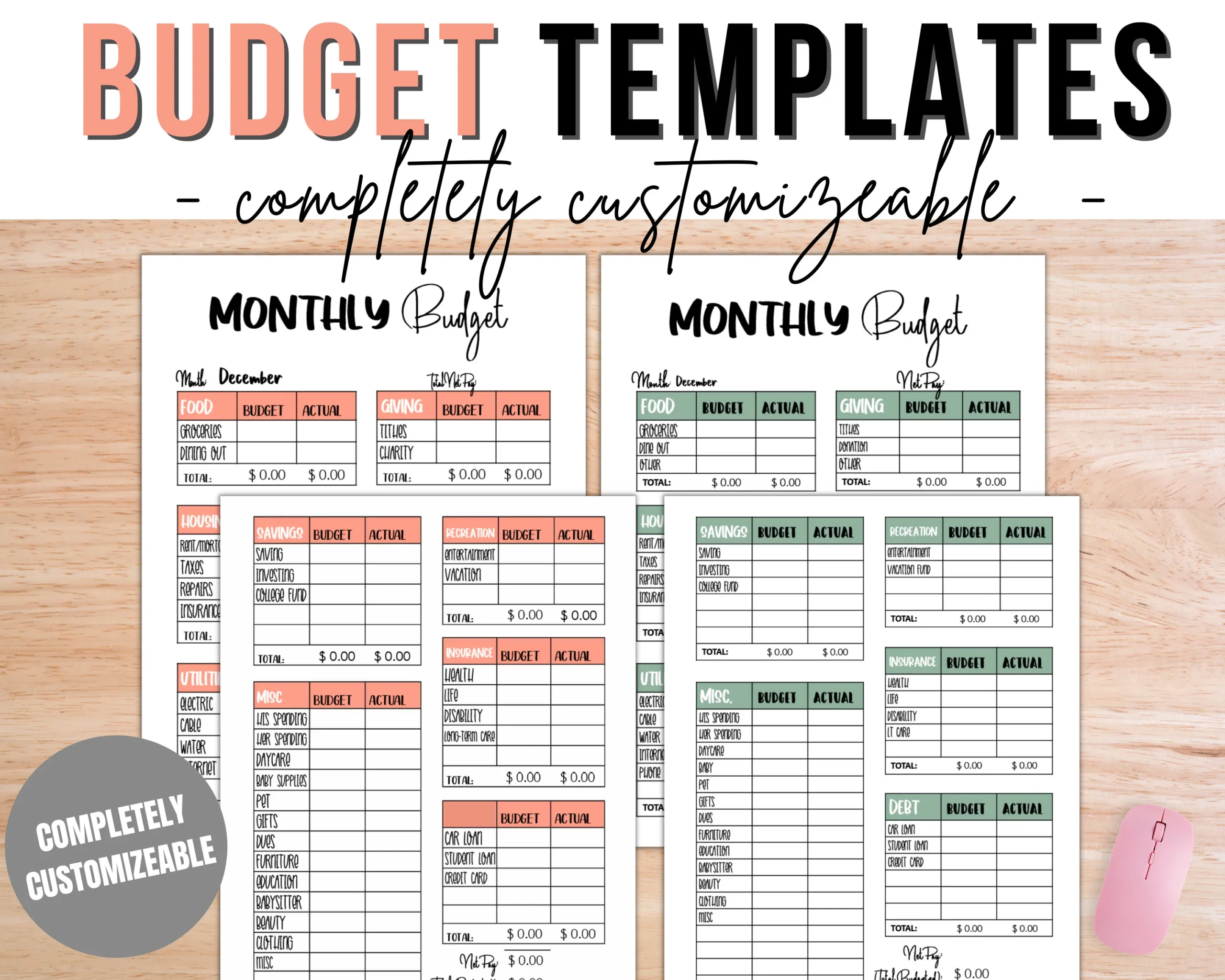 Monthly Budget Templates Budget Printable Budget Planner 
