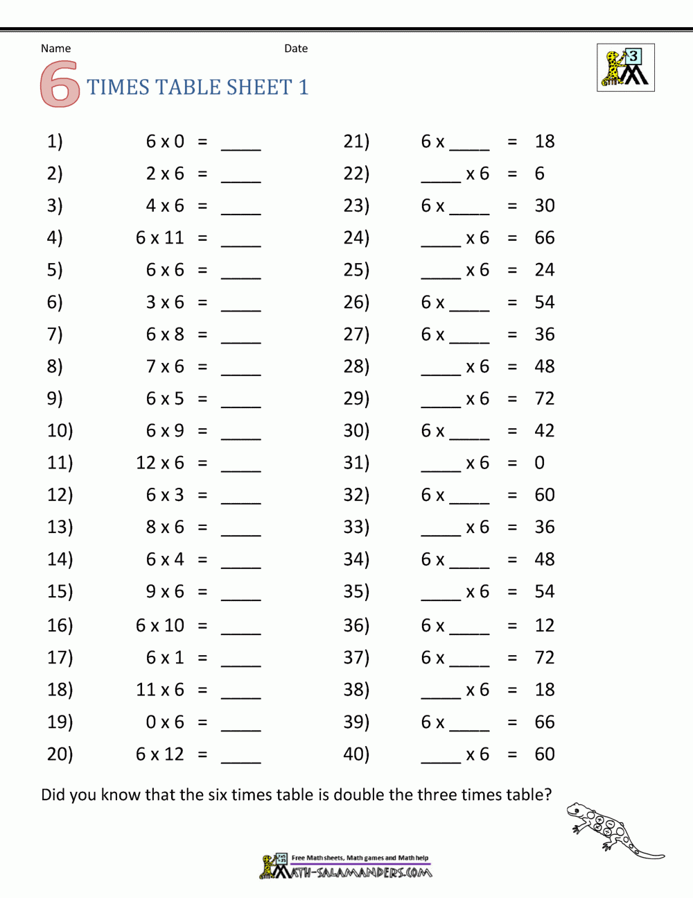 Math Facts Worksheets Printable
