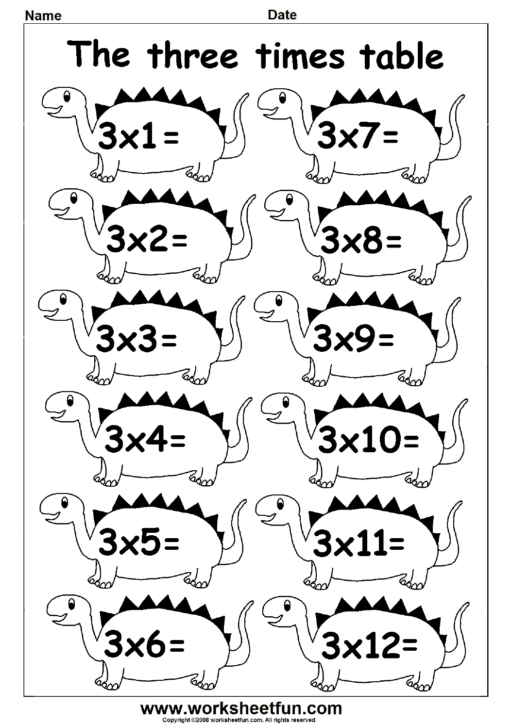 Free Multiplication Worksheets Printable 3s