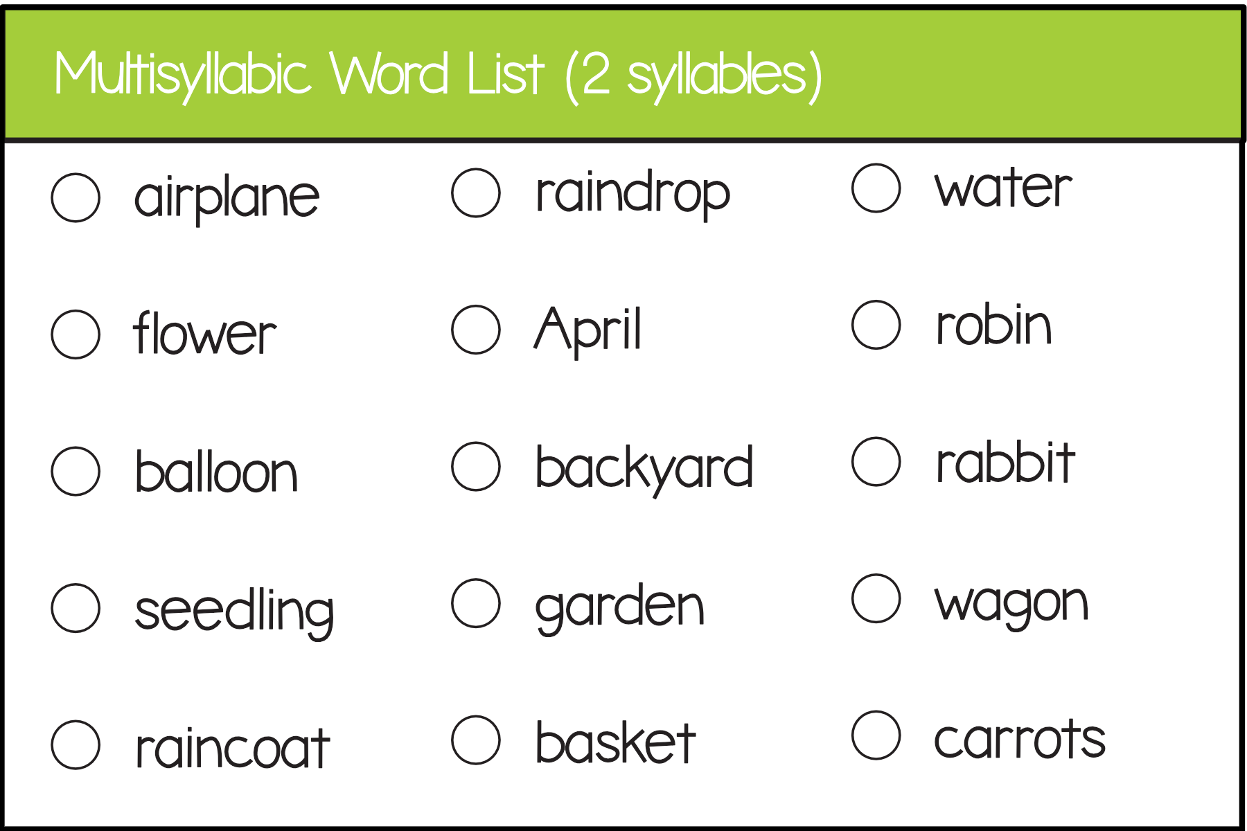 Multisyllabic Word And Sentence Lists Cards By Goldie Talks 