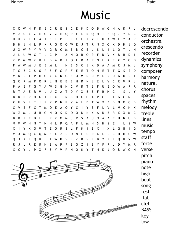 Free Printable Music Crossword Puzzles