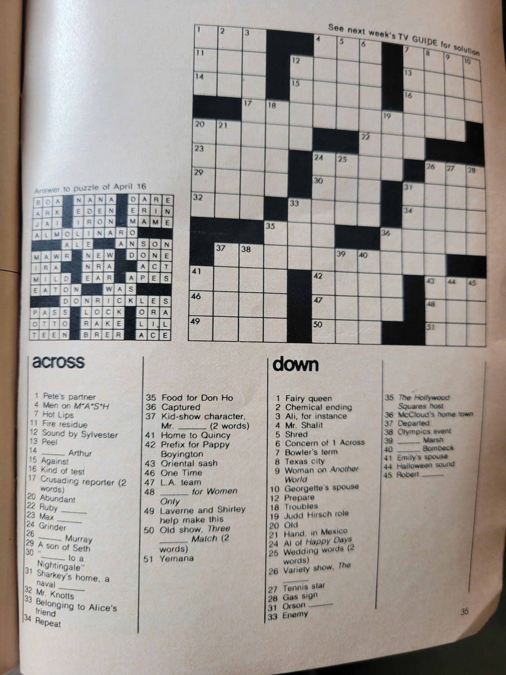 My 1977 TV Guide Has An Untouched Crossword Puzzle Fill Out One 
