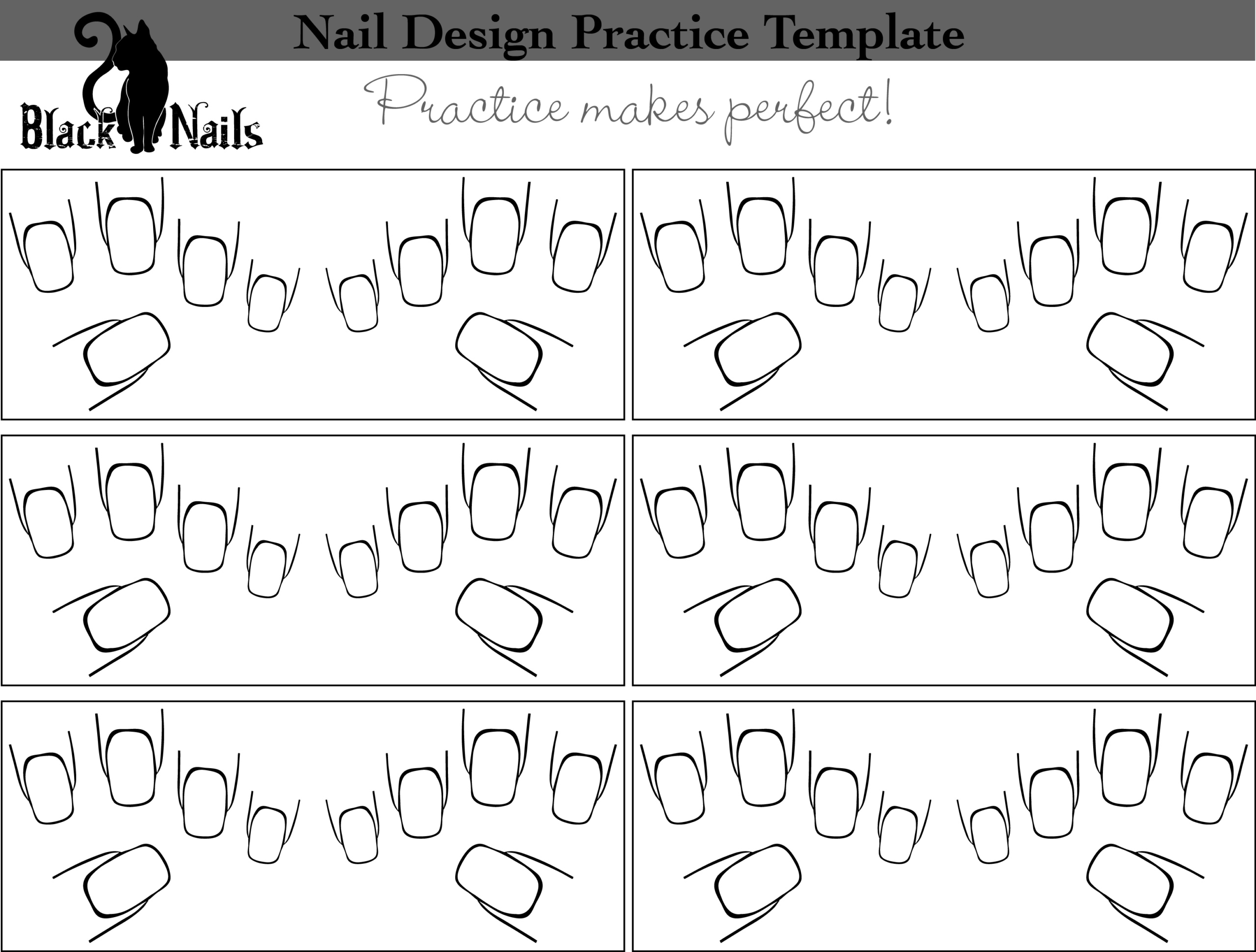 Nail Art Design Practice Templates Or Sheets