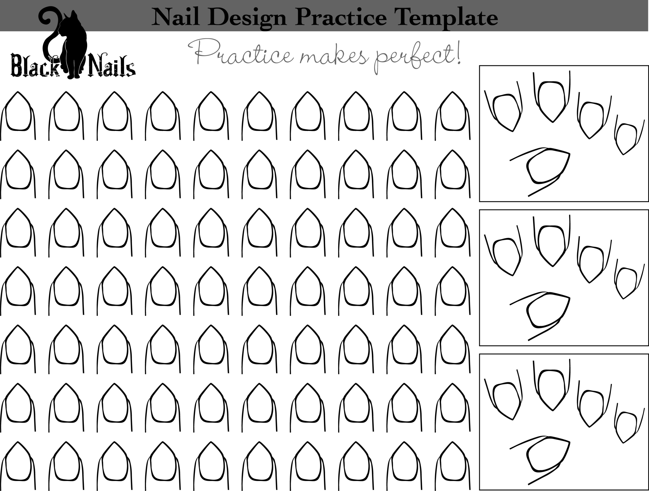 Nail Art Design Practice Templates Or Sheets