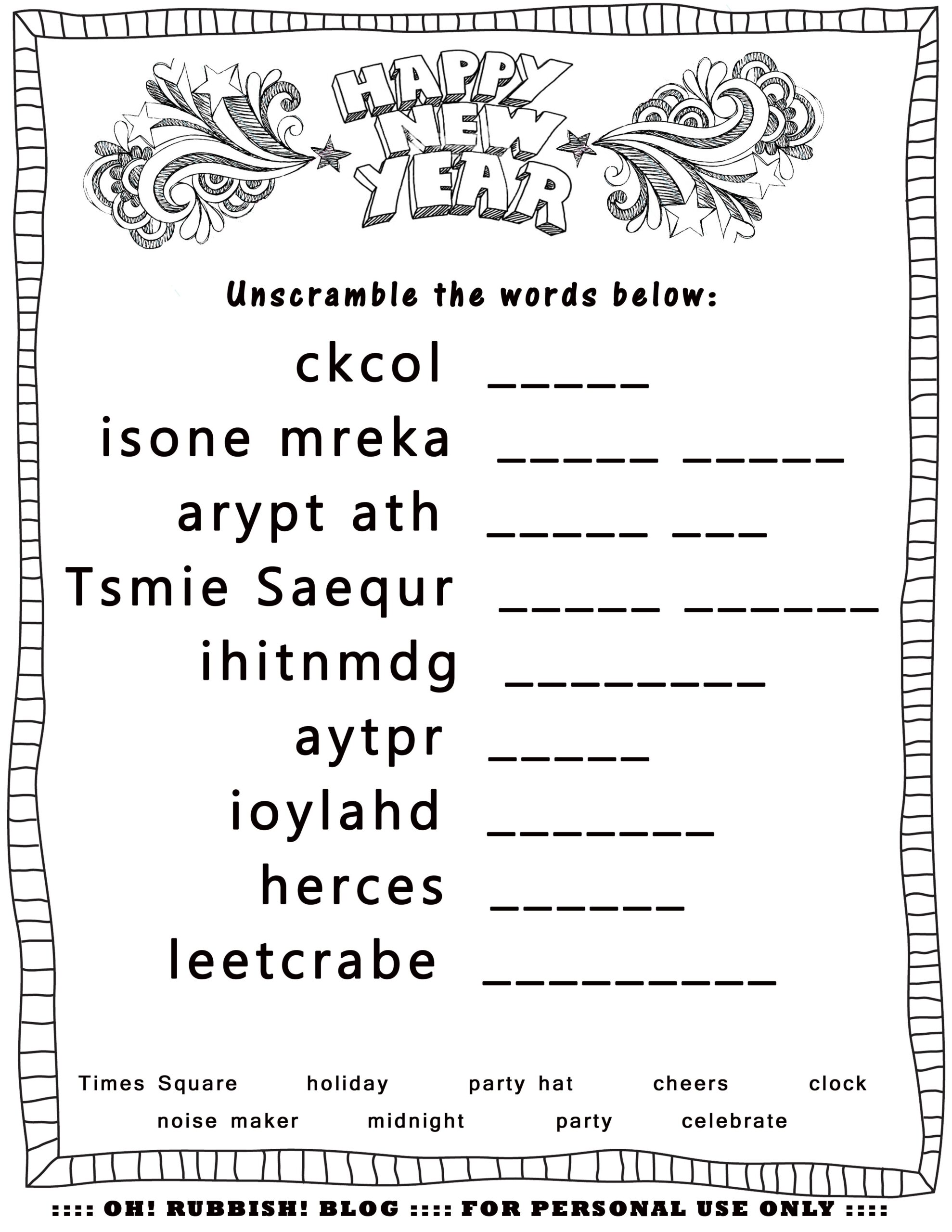 New Year s Printable Activities Entertain Your Kids With 4 New 