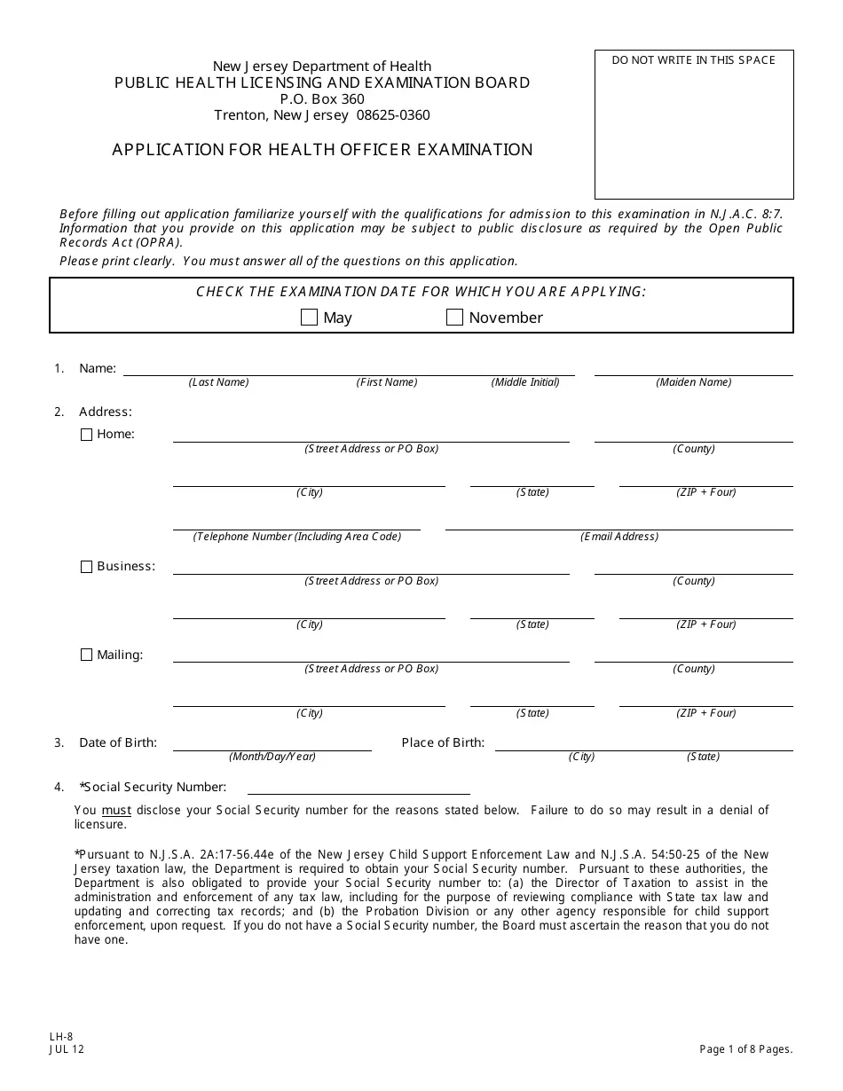 Nj L8 Form Printable