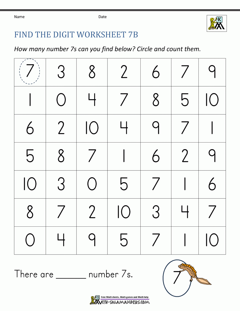 Number 7 Worksheets For Preschool