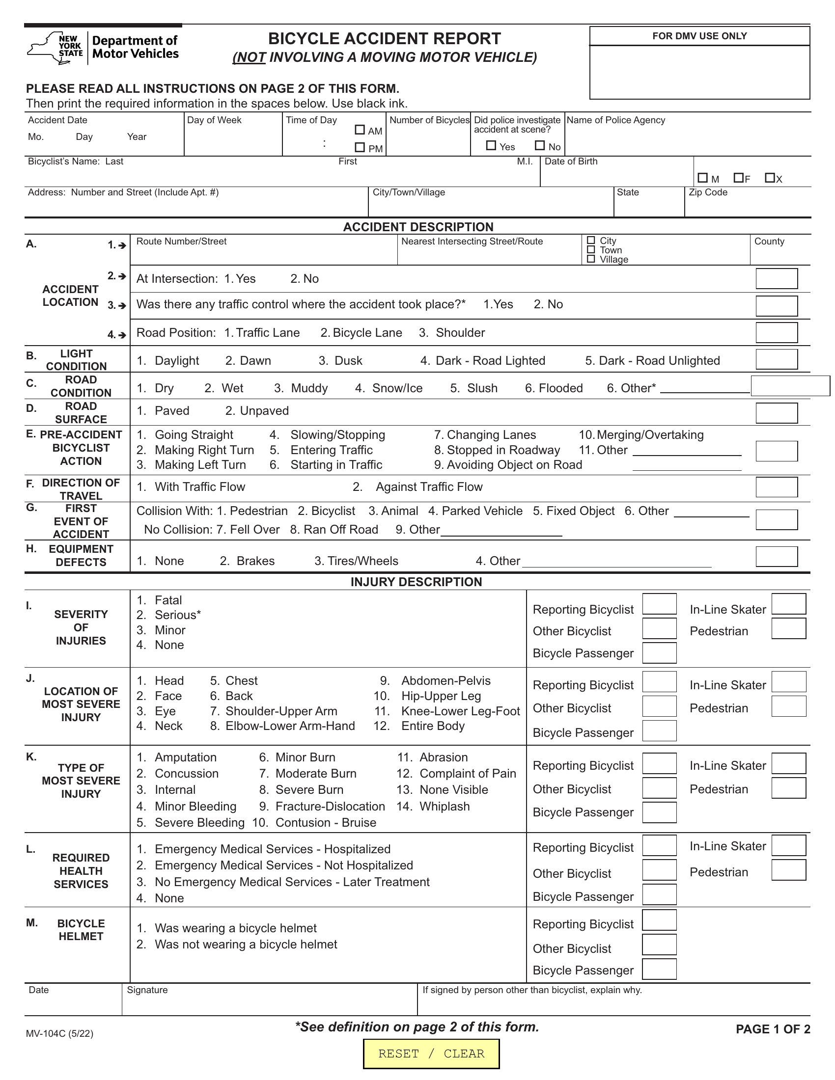 Printable Mv 104 Dmv Form