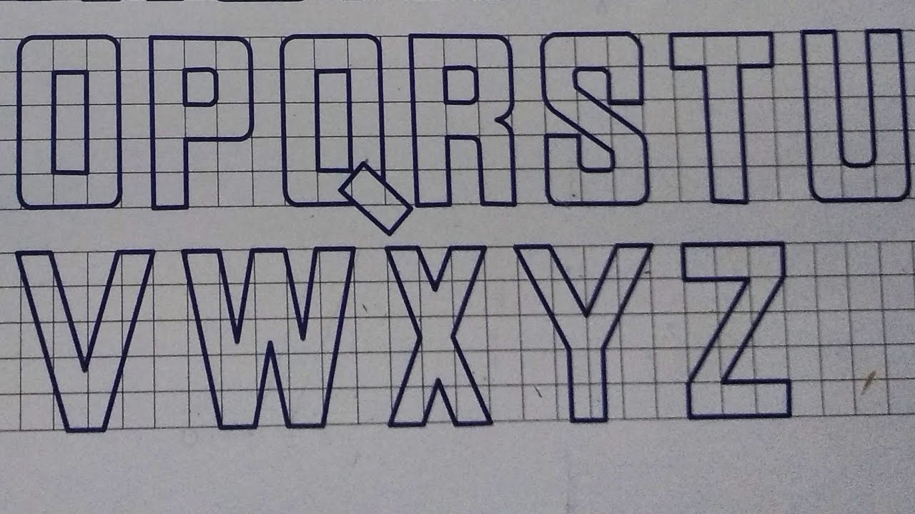 o to z block letters on graph paper grid