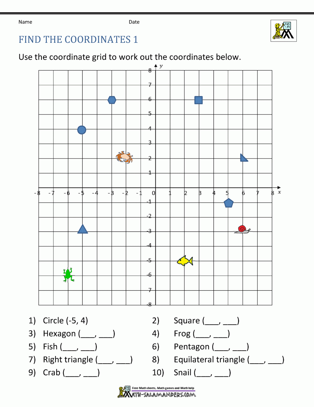 Graphing Coordinate Points Worksheet