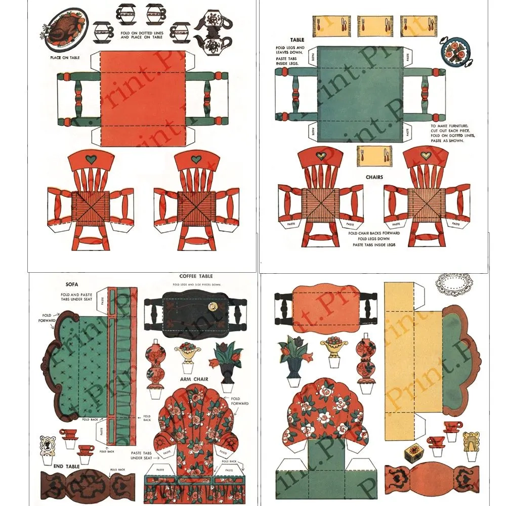 Paper Doll House Rooms amp Furniture Printable Digital Download 