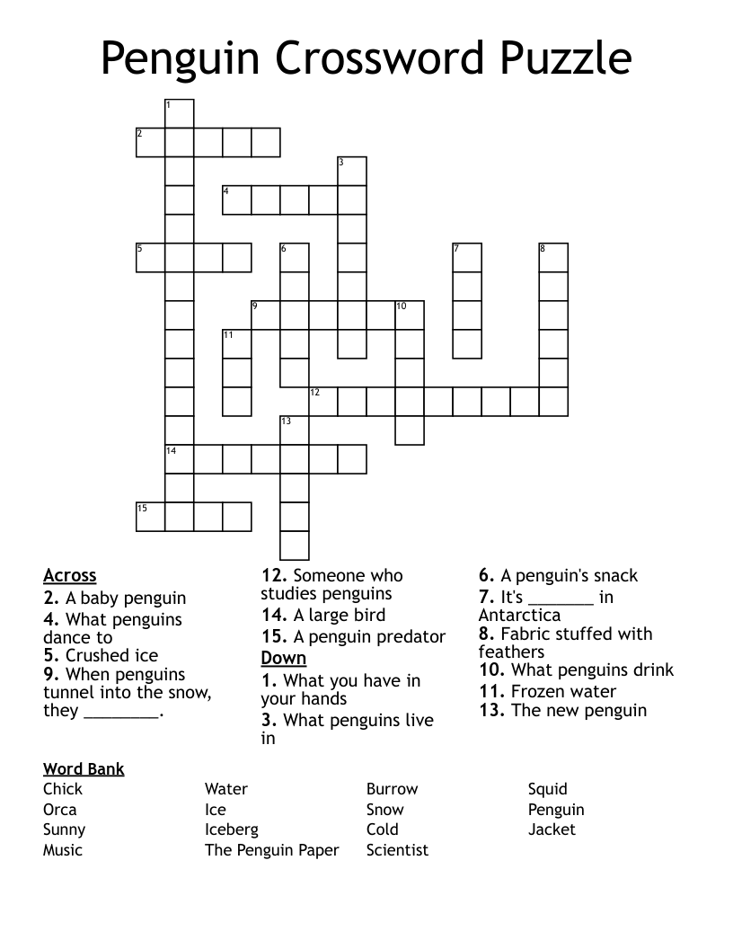 Penguin Crossword Puzzle WordMint