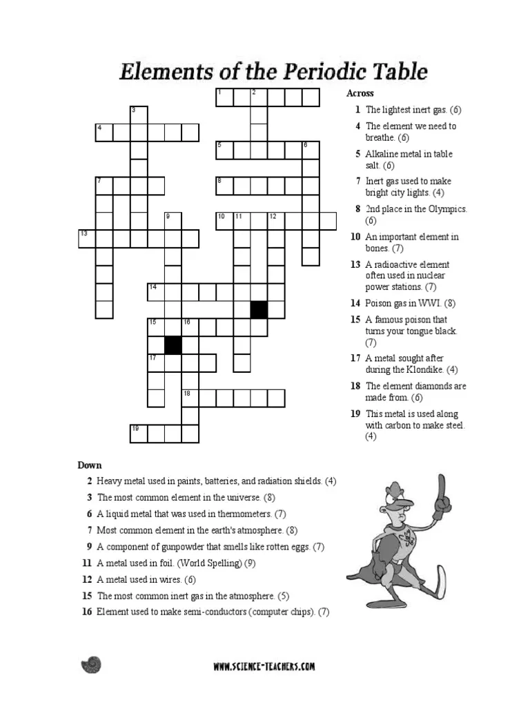 Crossword Puzzle Elements Periodic Table