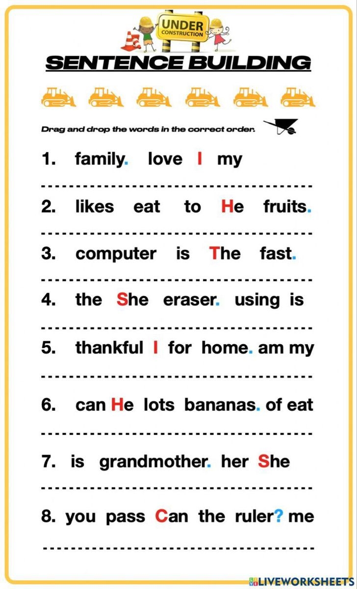 Pin By Ayesha Usman On Summer Academy Sentence Building English 