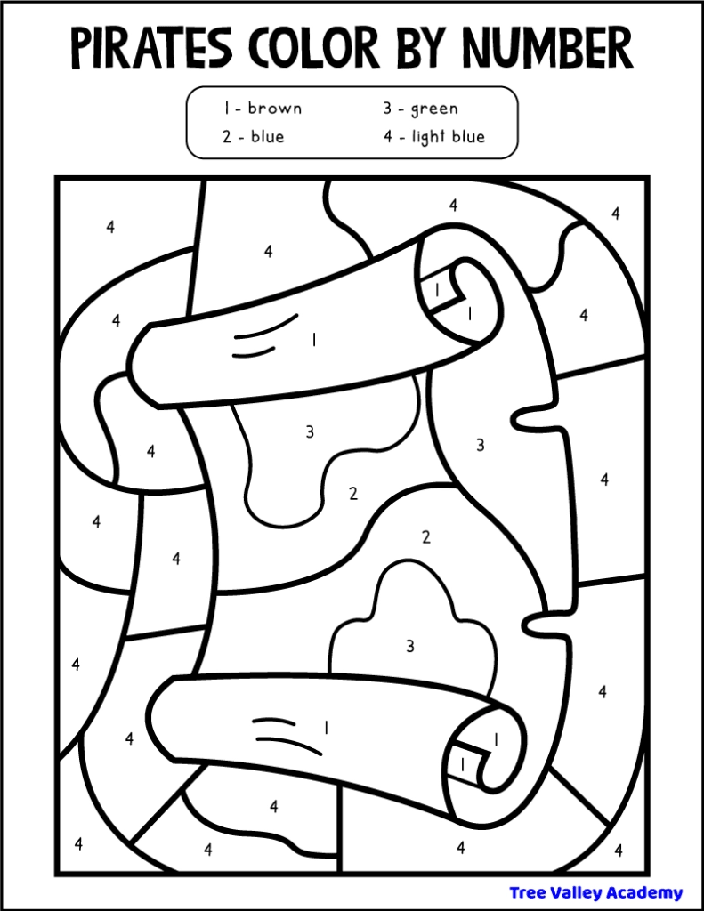 Pirate Color By Number Tree Valley Academy