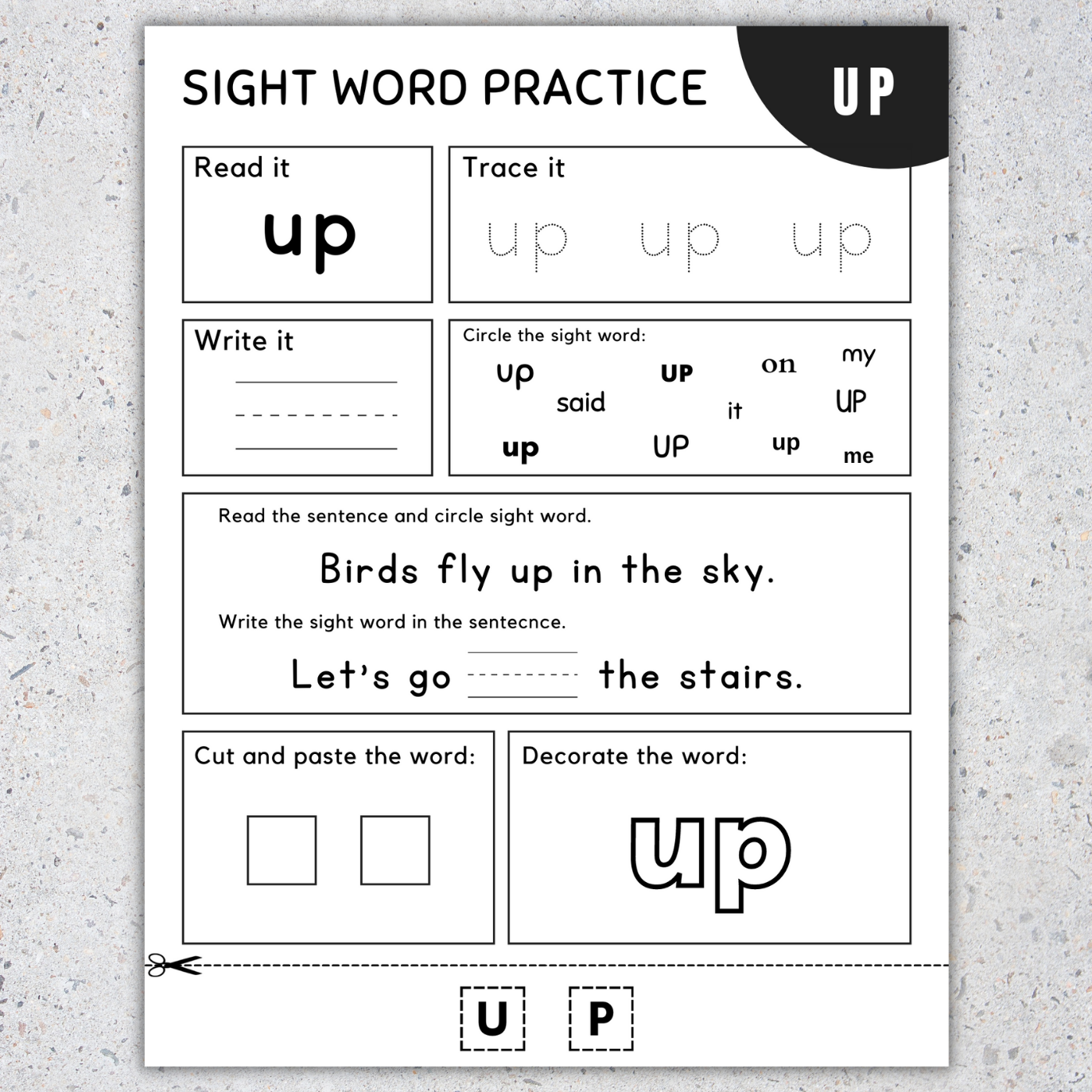 Free Printable Sight Word Worksheets Pre K