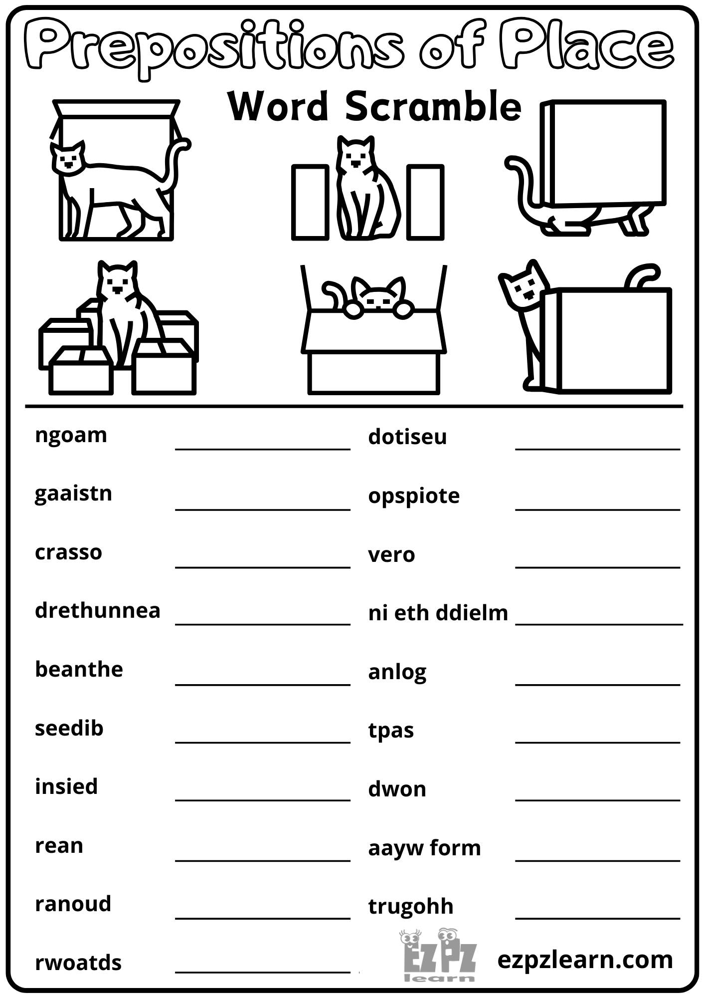 Free Printable Prepositions Worksheets