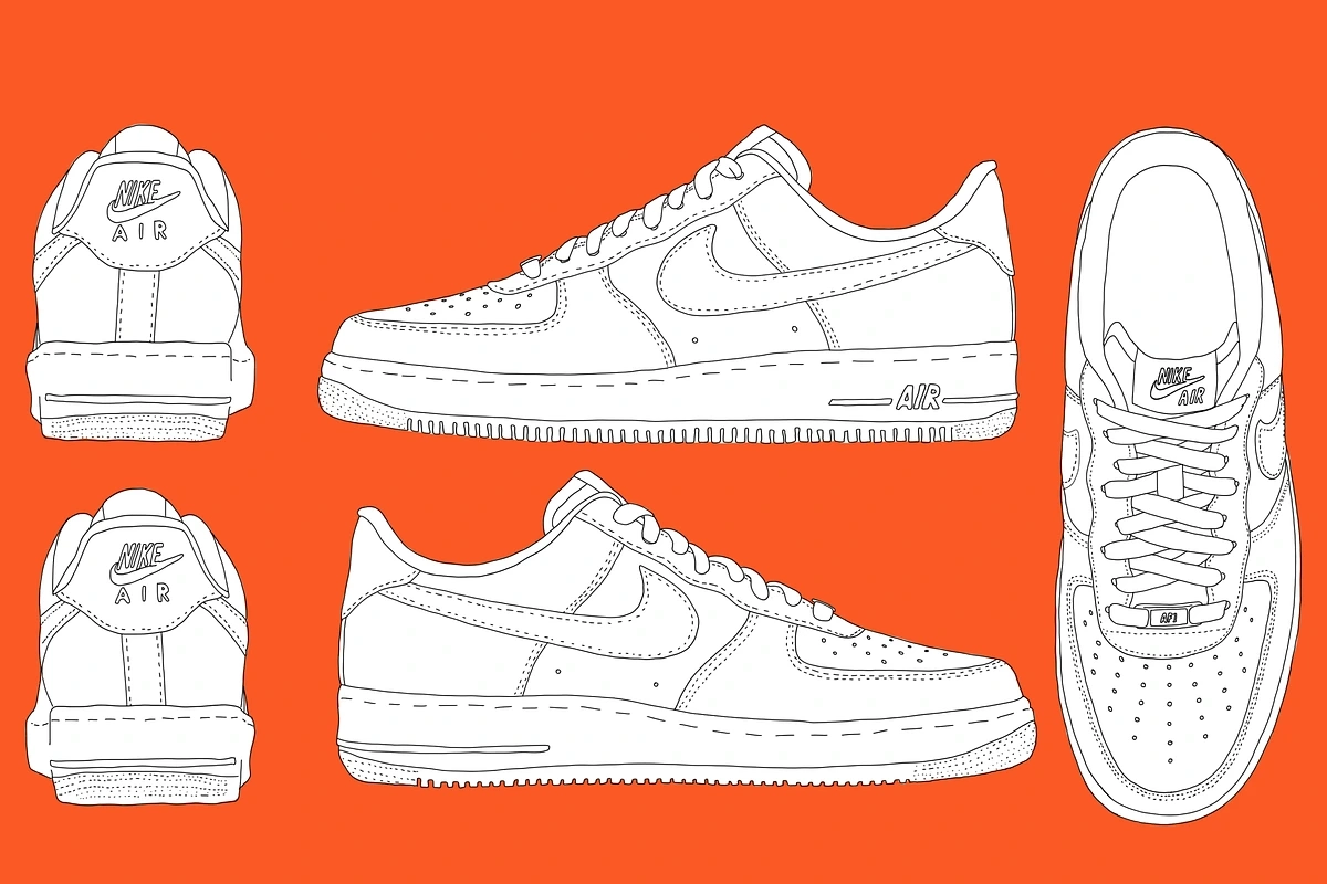 Printable 3d Paper Shoe Template Nike Air Force Low Blank Template
