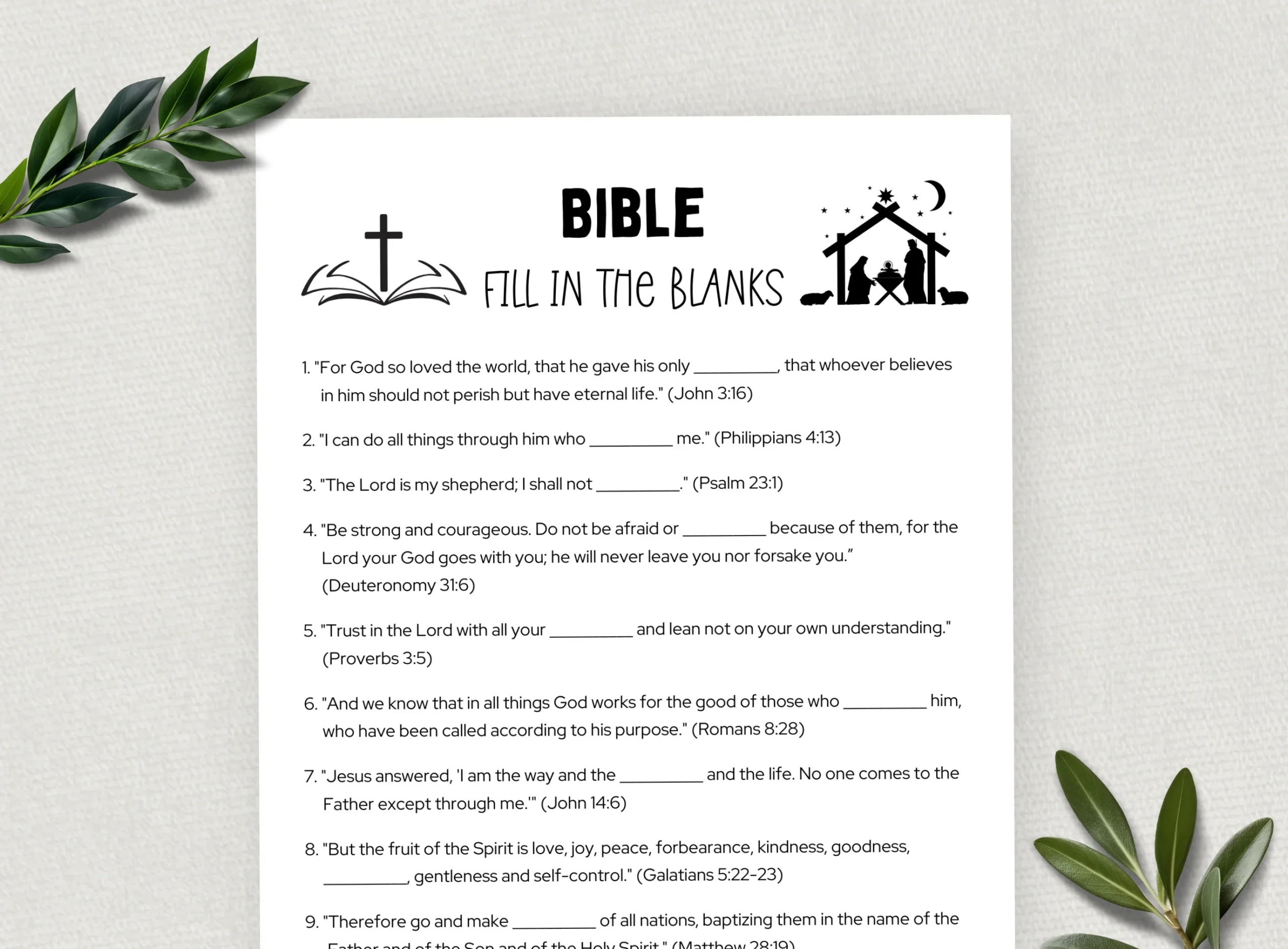 Printable Bible Fill In The Blanks Bible Games Fun Christian Youth Group Game Sunday School Church Study Activity Digital Download