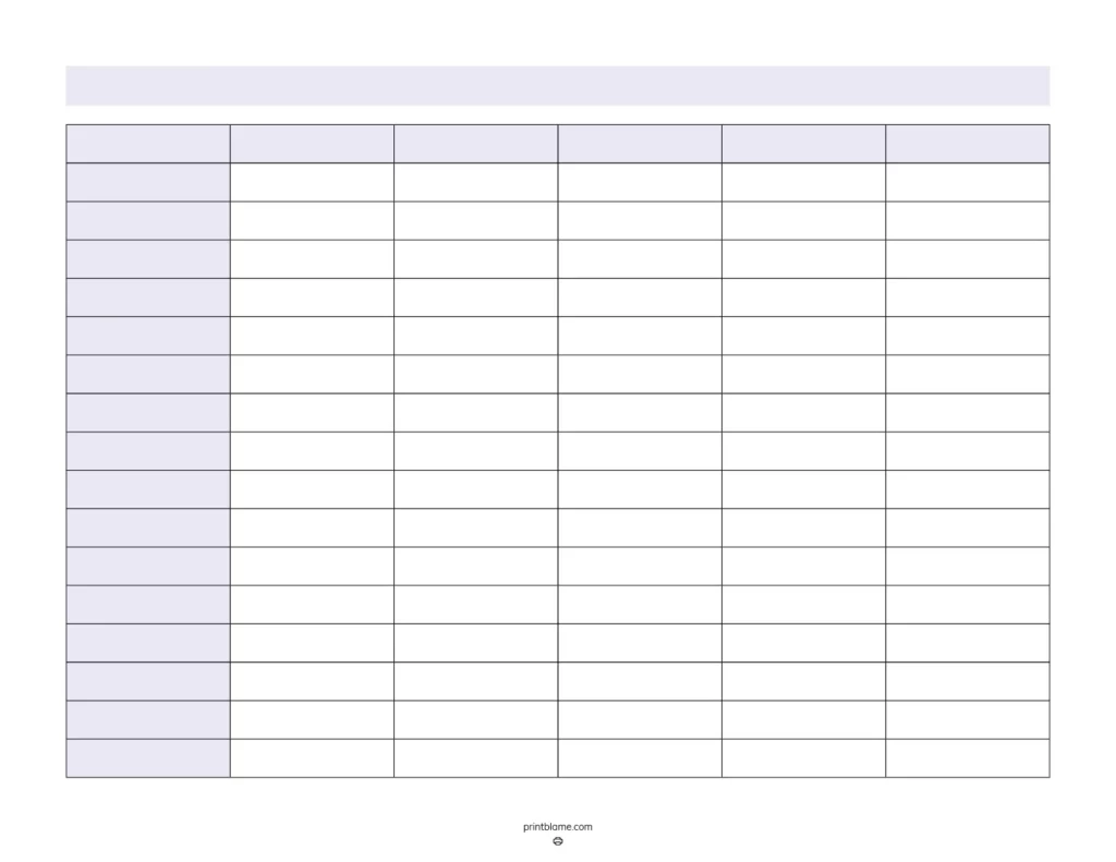Printable Blank 6 Column Chart Templates FREE 6 Column Tables