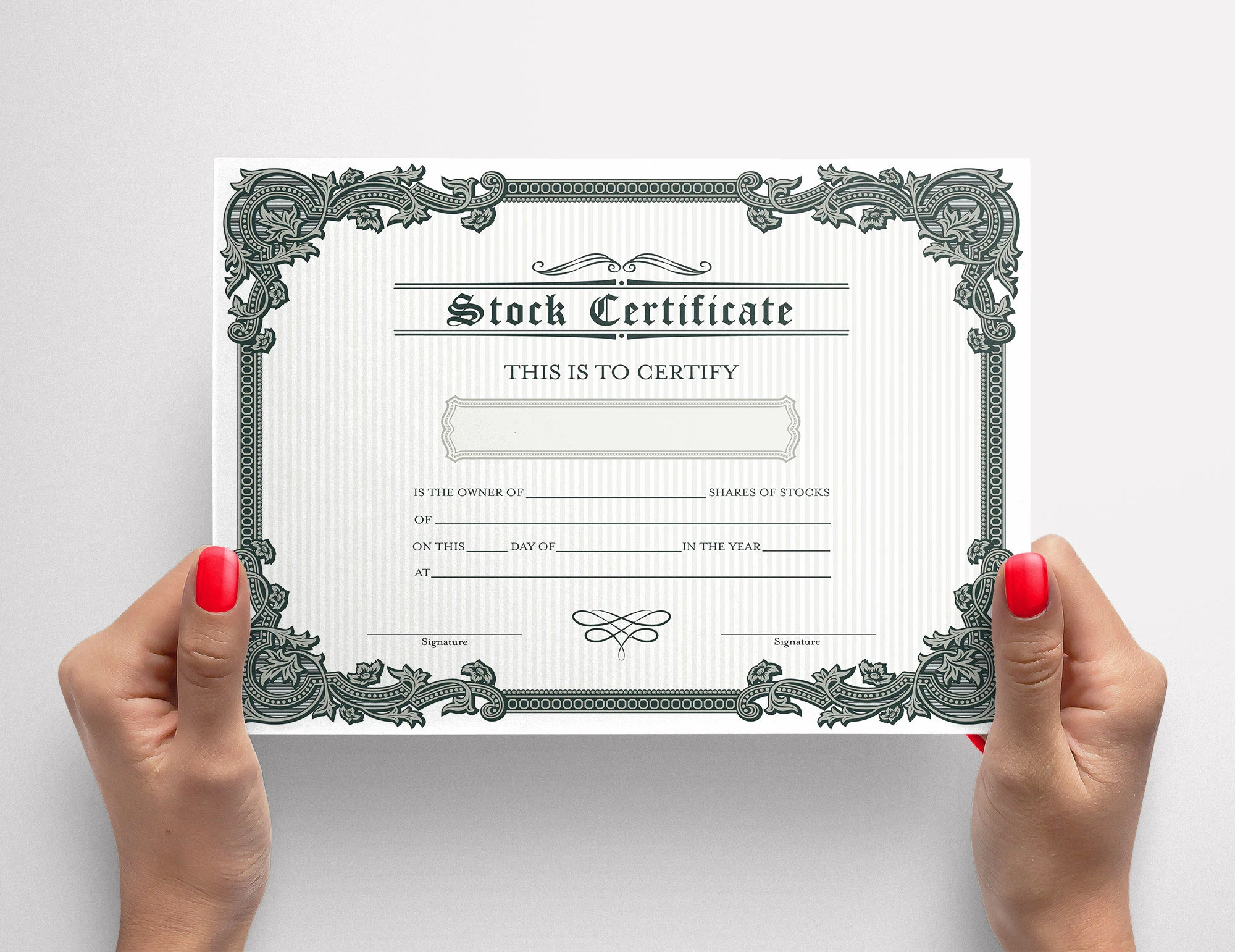 PRINTABLE Blank Stock Certificate Template DIY Certificate Of 