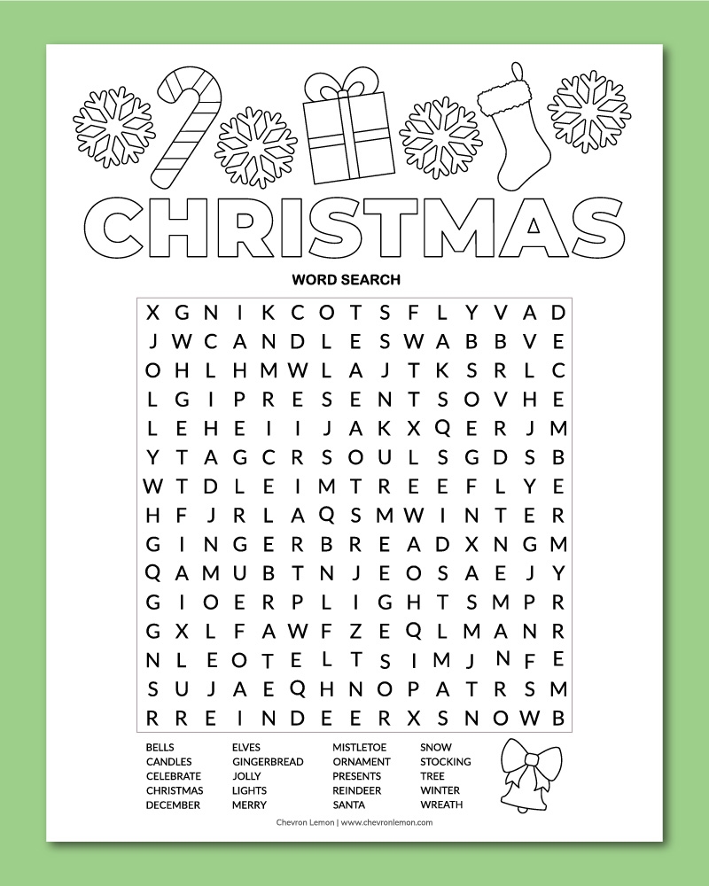 Word Find Christmas Puzzles Printable