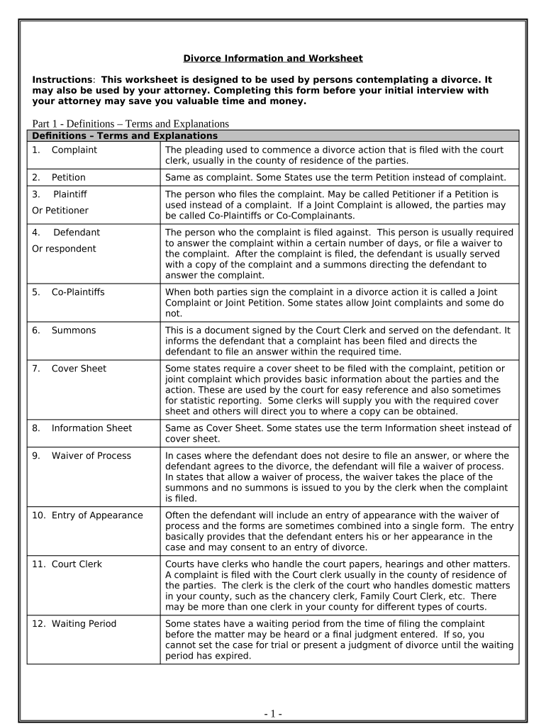 Printable Divorce Asset Worksheet Pre built Template AirSlate 