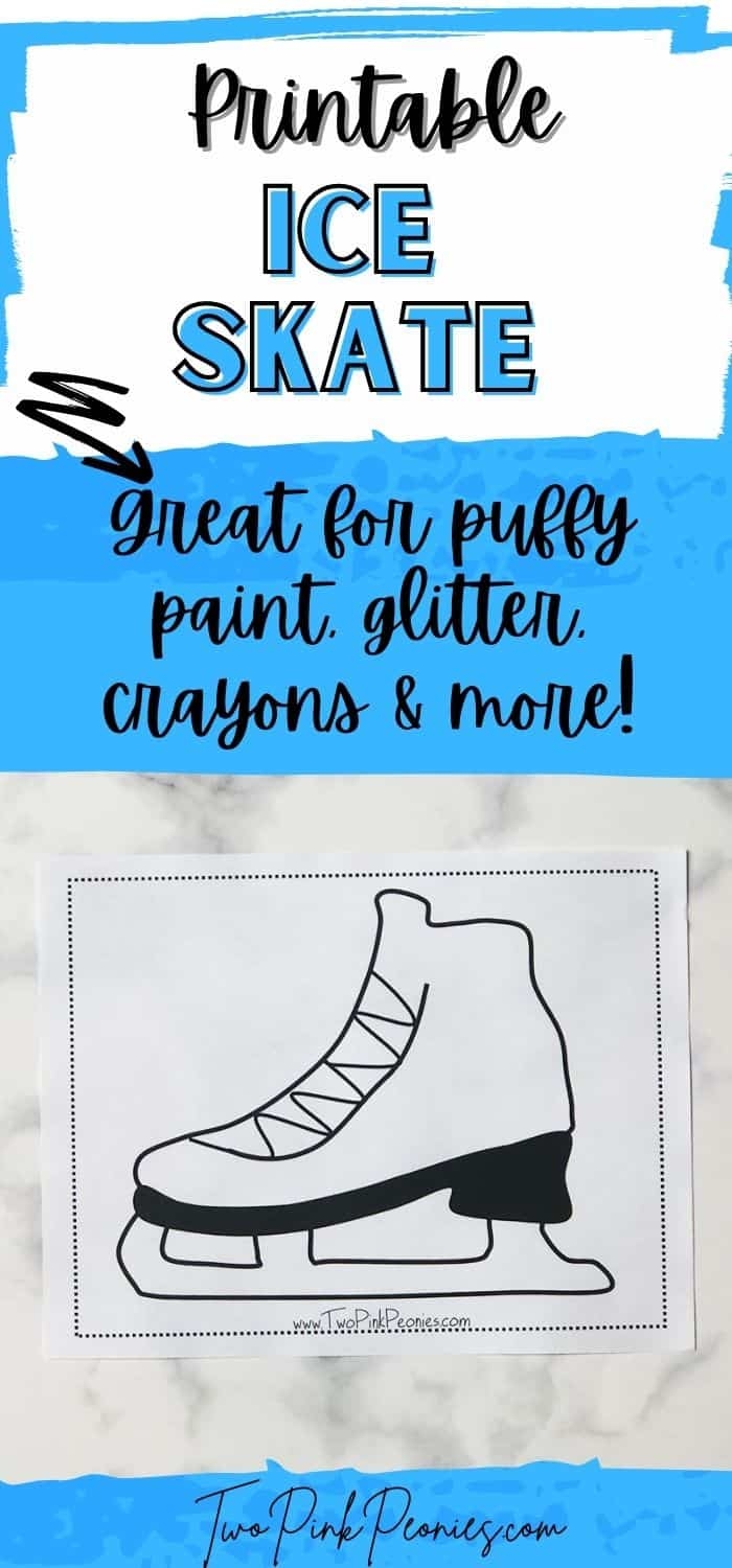 Printable Ice Skate Template Free Instant Download