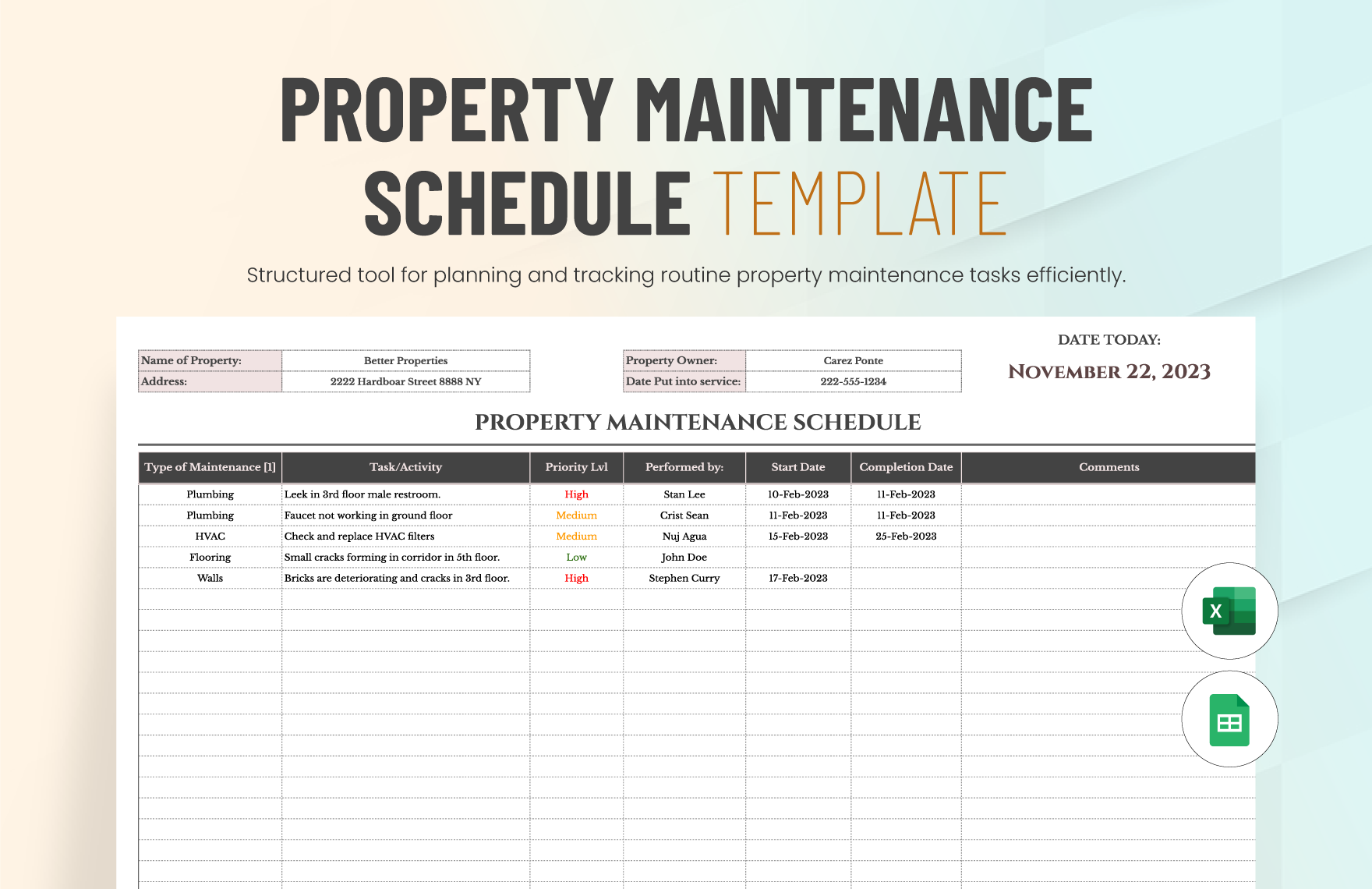 Printable Lawn Maintenance Schedule Template In Excel Google 