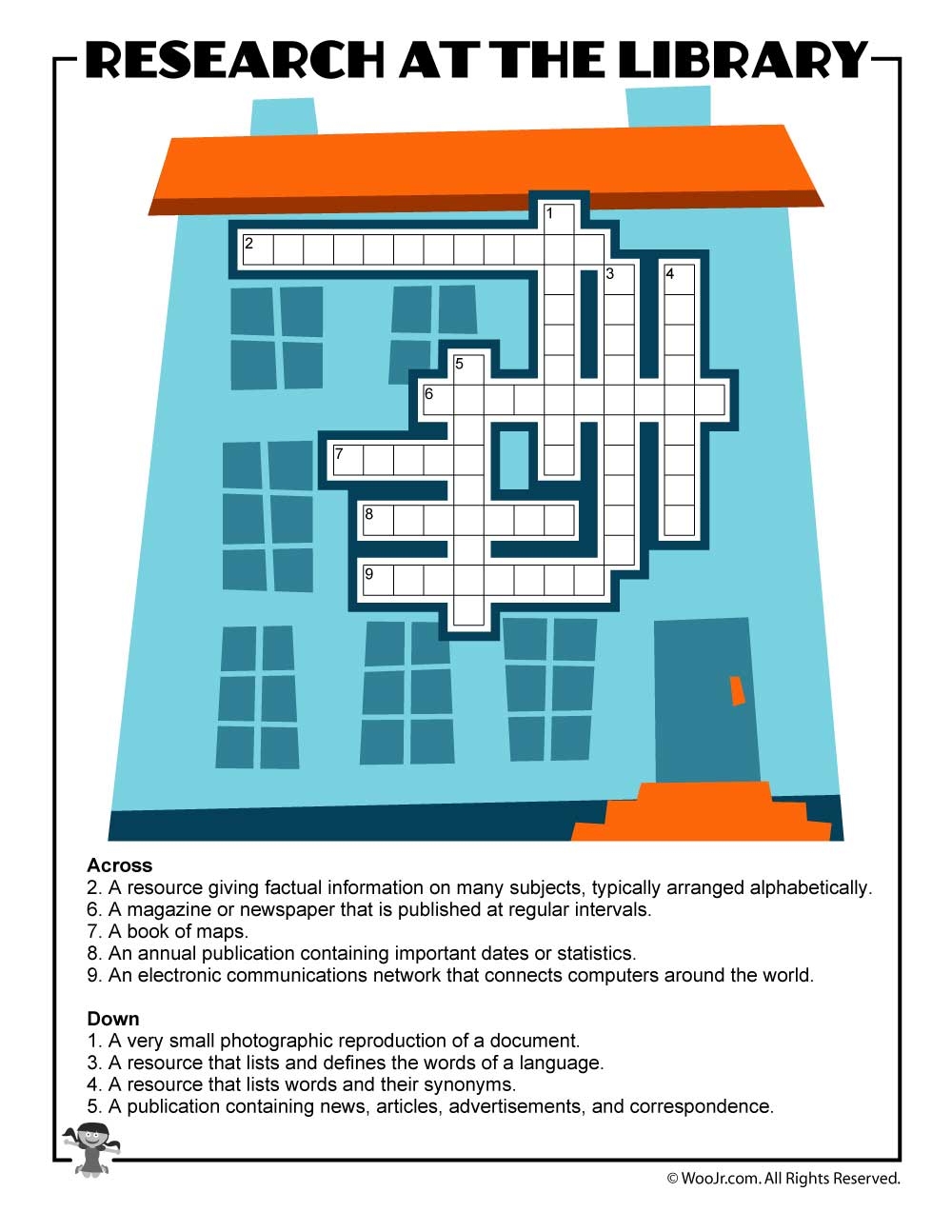 Printable Library Activities Coloring Pages Word Puzzles 