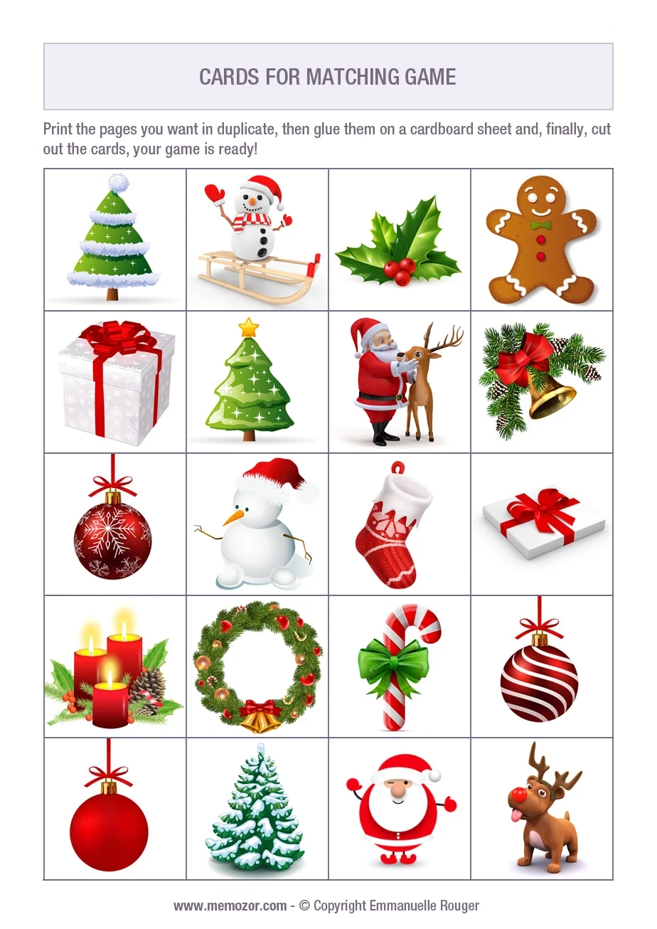Printable Matching Game Christmas Print And Cut Out The Cards 