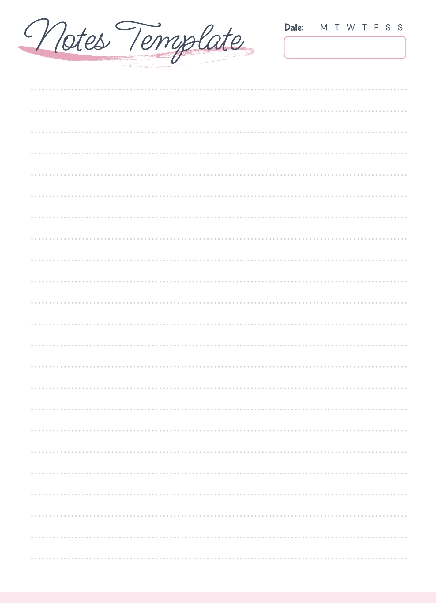 Printable Note Template