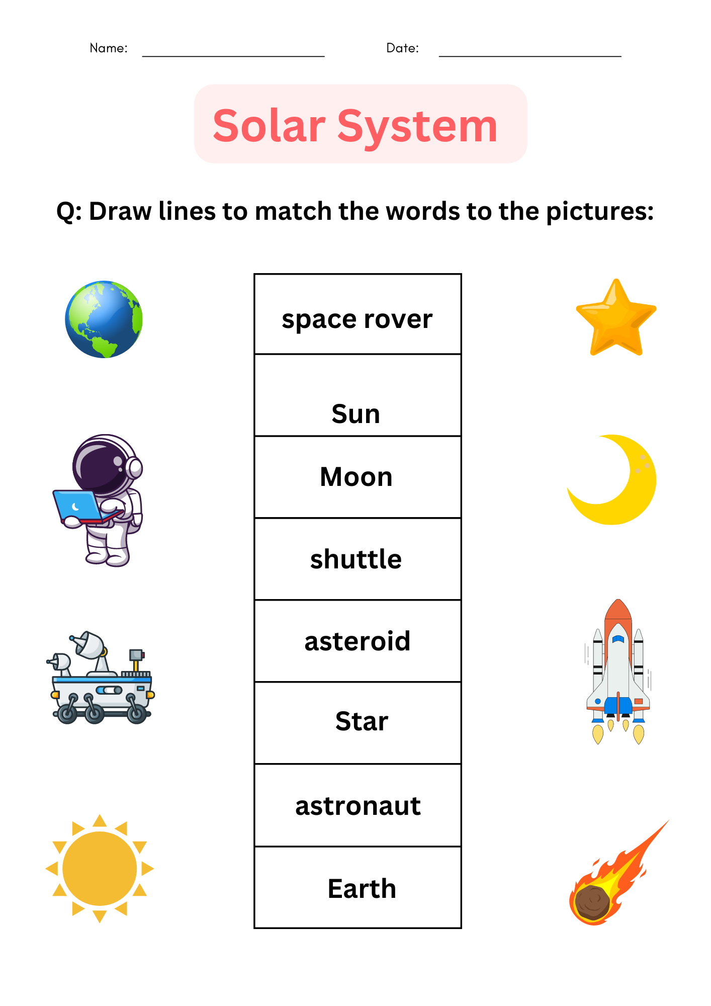 Solar System Worksheets For Kids
